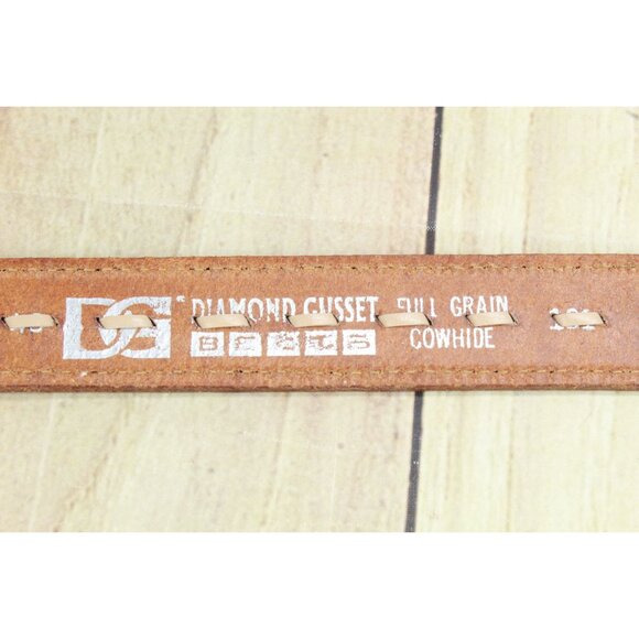 Diamond Gusset Men's Tan Full Grain Cowhide Leather Casual Work Belt Size 40 - Picture 4 of 11